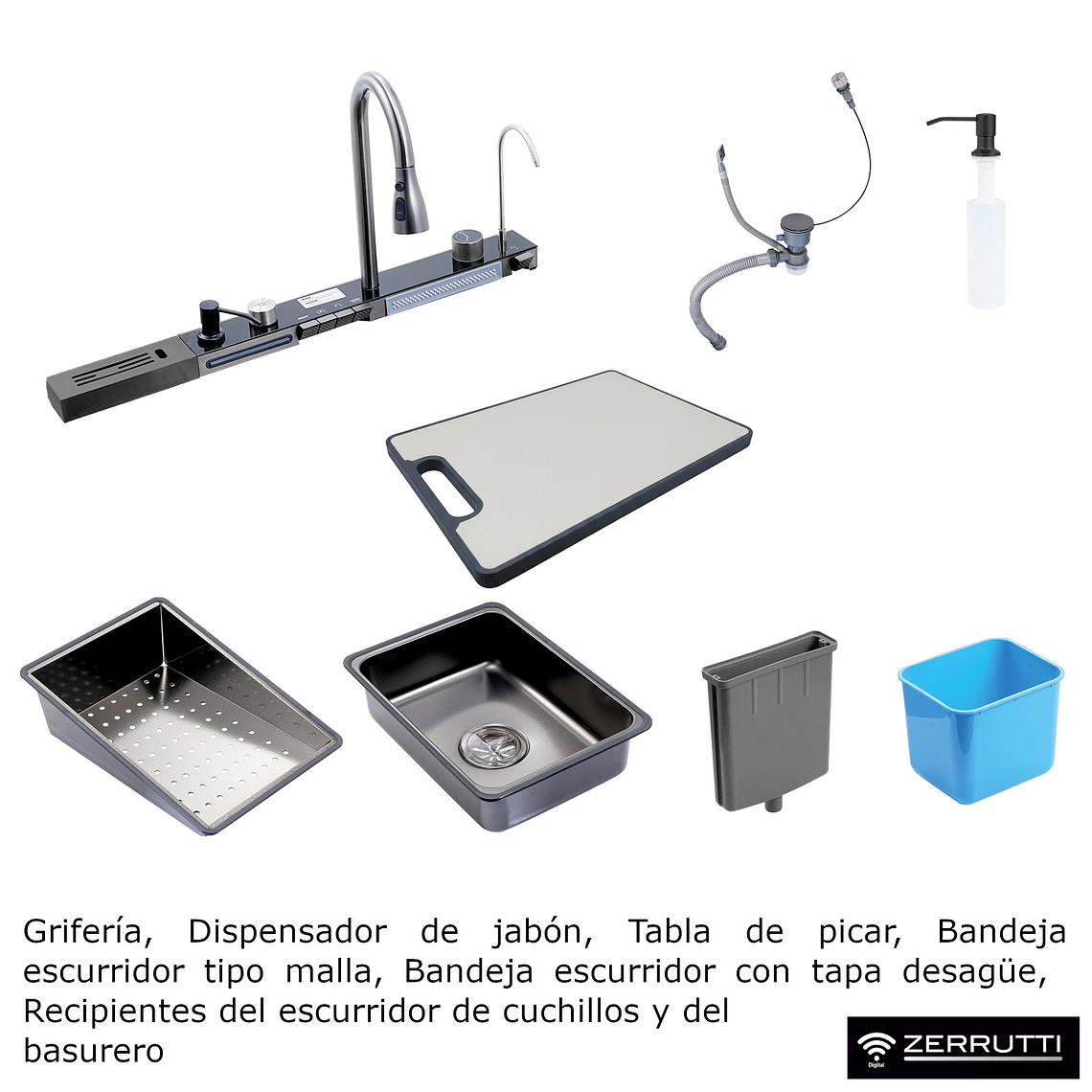 Lavaplatos Moderno Multifuncional 9959 en Acero Inoxidable. 82x45 Cm 3