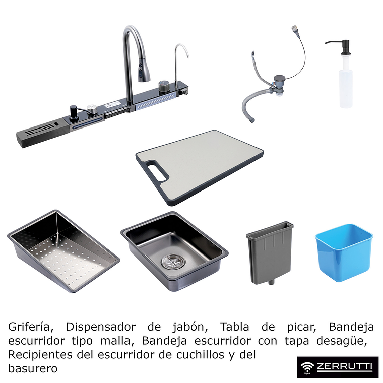 Lavaplatos Moderno Multifuncional 9959 en Acero Inoxidable. 82x45 Cm 3