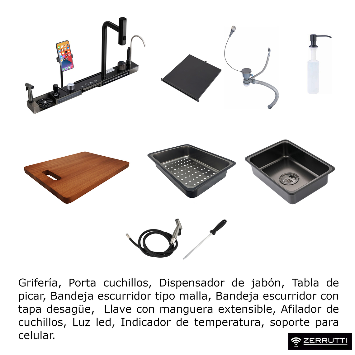 Lavaplatos Moderno Multifuncional 9960 en Acero Inoxidable. 75x45 Cm 3