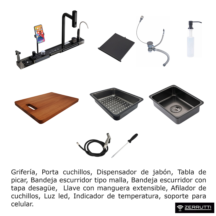 Lavaplatos Moderno Multifuncional 9960 en Acero Inoxidable. 75x45 Cm 3