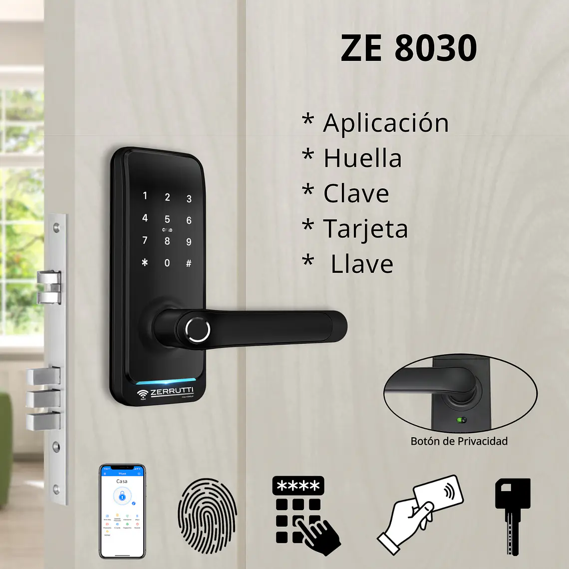 Cerradura Inteligente Zerrutti ZE 8030 6
