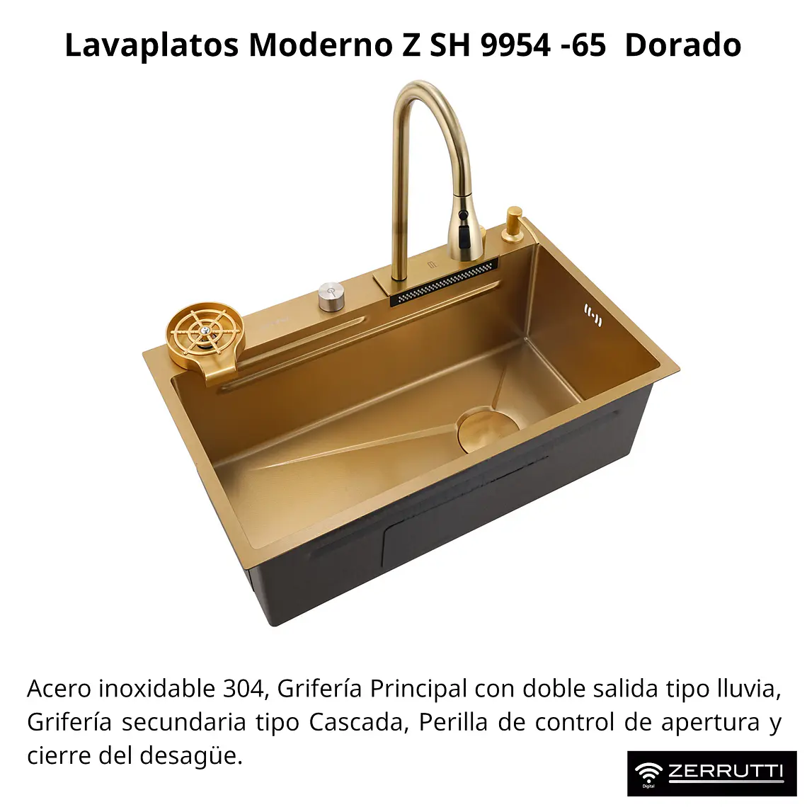 Lavaplatos Moderno Multifuncional 9954-65 en Acero Inoxidable. 65x45 Cm 10