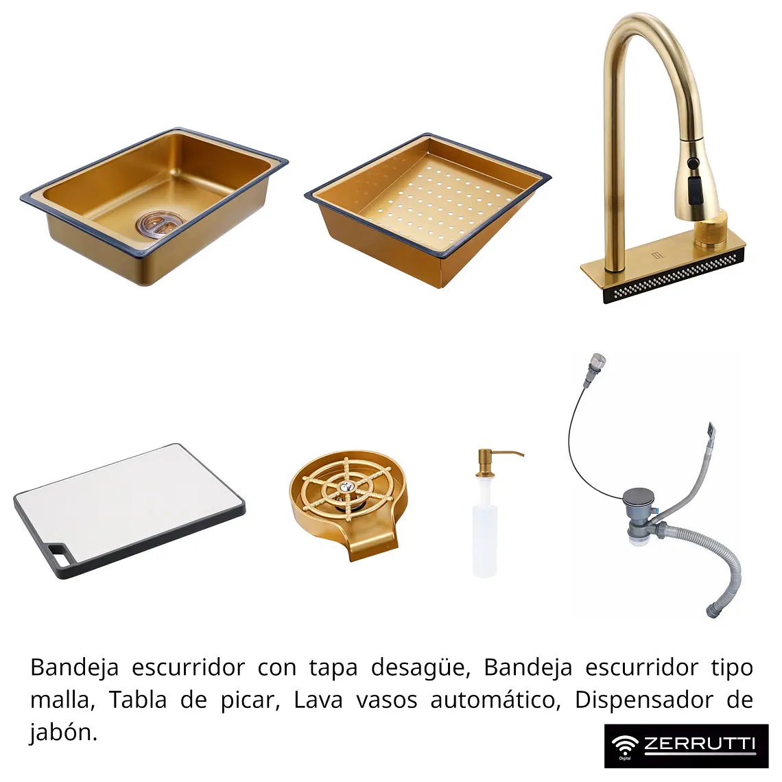 Lavaplatos Moderno Multifuncional 9954-65 en Acero Inoxidable. 65x45 Cm 11
