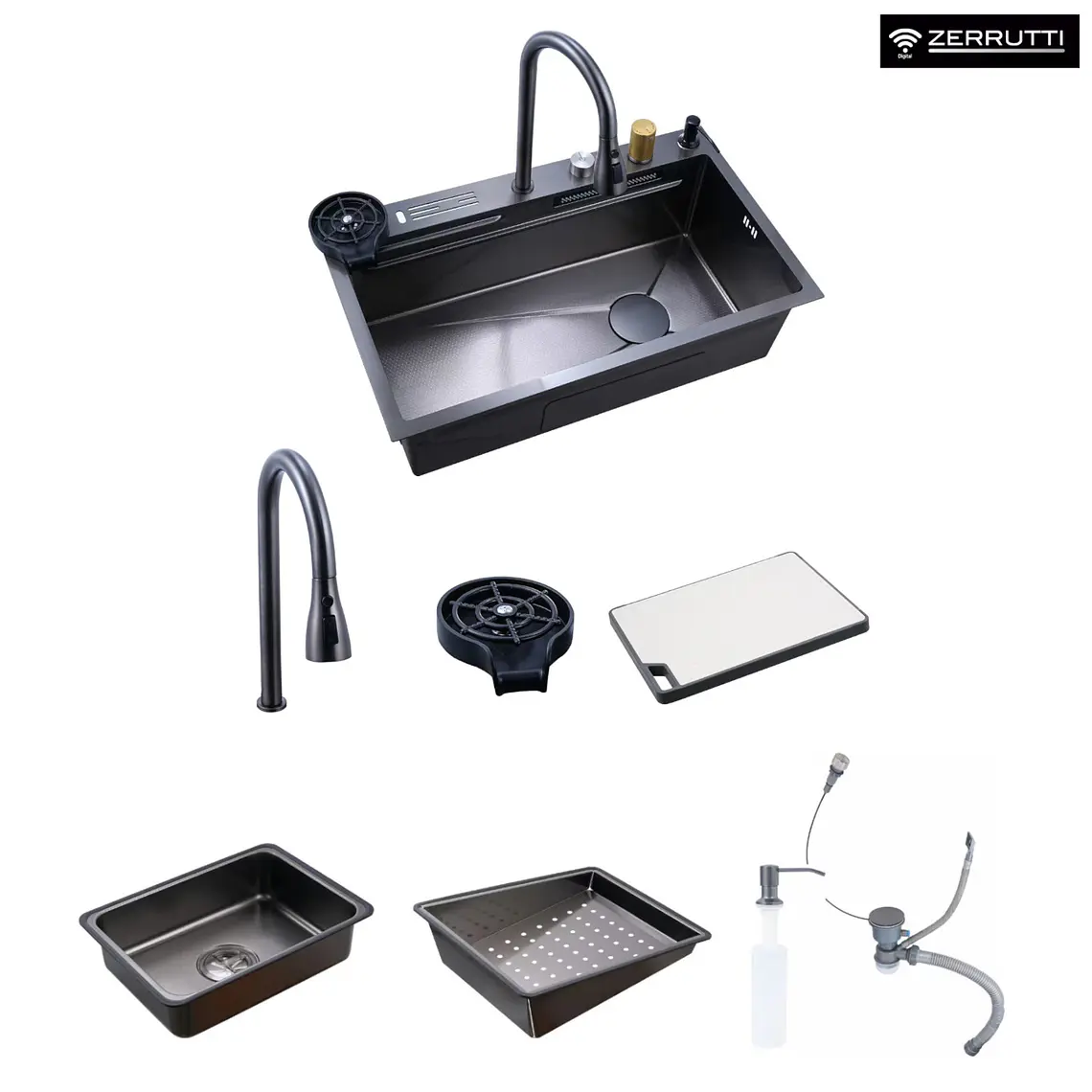 Lavaplatos Moderno Multifuncional 9954 YC en Acero Inoxidable con escurridor de cuchillos 5