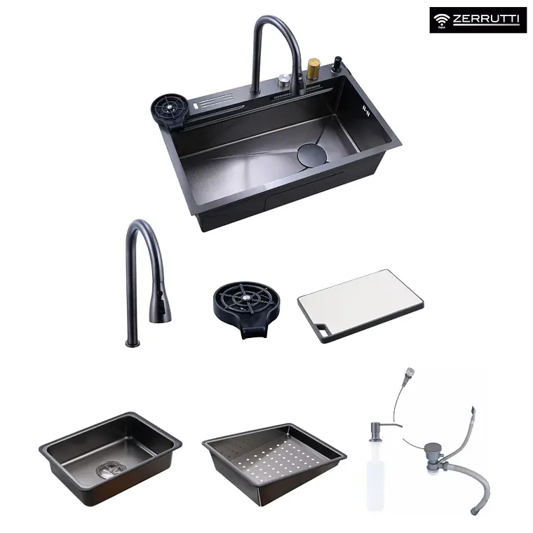 Lavaplatos Moderno Multifuncional 9954 YC en Acero Inoxidable con escurridor de cuchillos 5