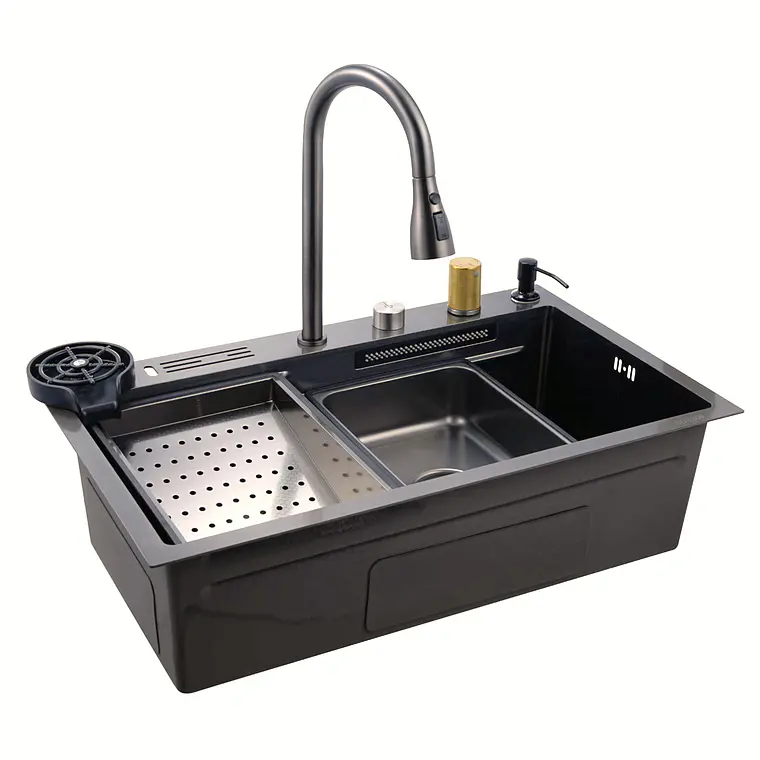 Lavaplatos Moderno Multifuncional 9954 YC en Acero Inoxidable con escurridor de cuchillos 1