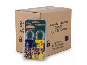 Candado Futbolero, Clave, Guaya en Acero, Colombia. Caja 12 Blisters