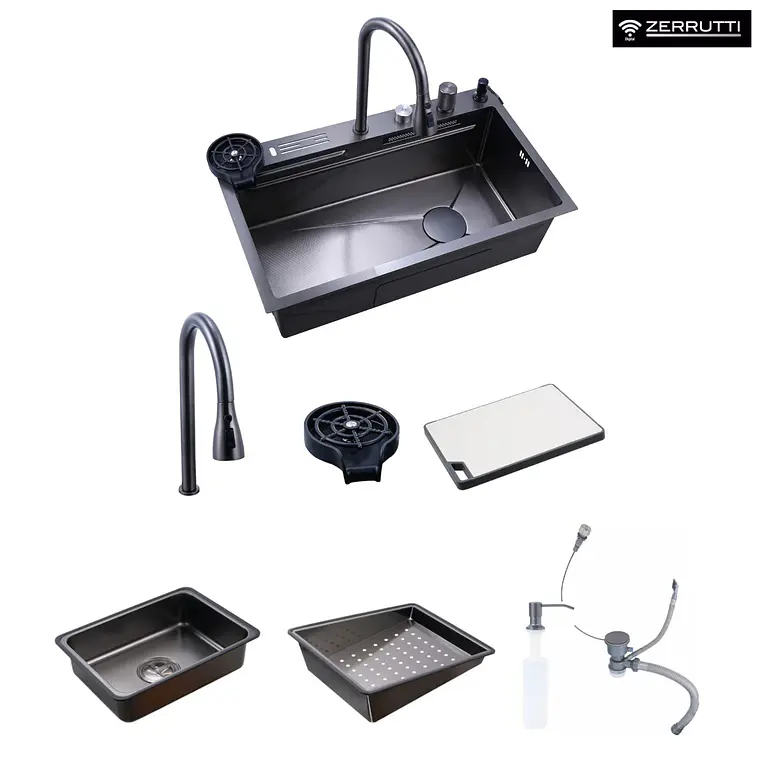 Lavaplatos Moderno Multifuncional 9954 YC en Acero Inoxidable con escurridor de cuchillos 5