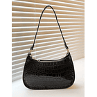 Bolso baguette con cocodrilo negro 2