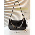 Bolso baguette con cocodrilo negro 3
