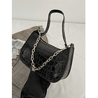 Bolso baguette con cocodrilo negro 5