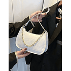 Bolso baguette con cocodrilo blanco 1