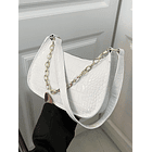 Bolso baguette con cocodrilo blanco 3