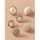 3 pares Pendientes de botón con diseño de perla 2