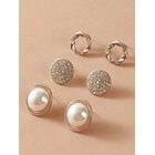 3 pares Pendientes de botón con diseño de perla 1