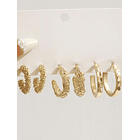 3 pares/set Pendientes de aro abierto con textura 1