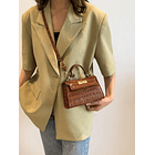 Bolso cuadrado mini con solapa con cocodrilo CAFÉ 3