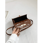 Bolso cuadrado mini con solapa con cocodrilo CAFÉ 6