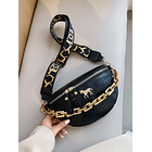 Riñonera con diseño de cocodrilo con diseño de cadena NEGRO  1