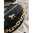 Riñonera con diseño de cocodrilo con diseño de cadena NEGRO  6