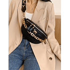 Riñonera con diseño de cocodrilo con diseño de cadena NEGRO  7