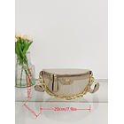 Cangurera mini con cocodrilo en relieve con diseño de cadena BEIGE 2