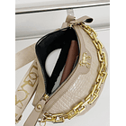 Cangurera mini con cocodrilo en relieve con diseño de cadena BEIGE 4