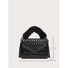 Bolso cuadrado de peluche guateado con solapa NEGRO 6