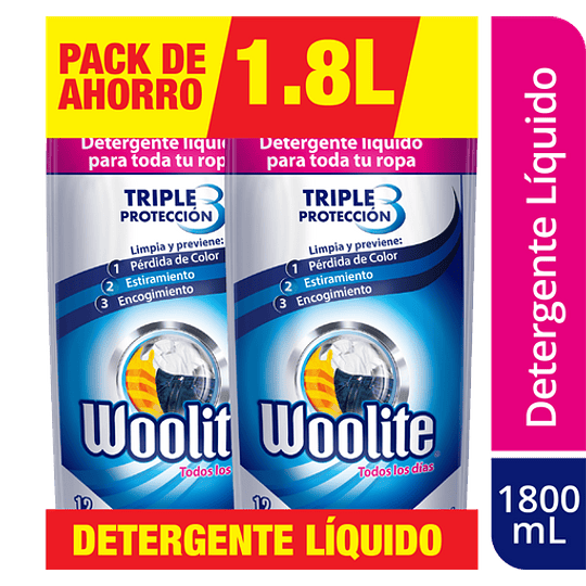 Detergente Liquido Woolite 900 ml Todos Los Dias 2 Unidades Oferta