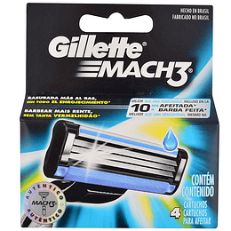 Repuesto Maquina Afeitar Gillette Mach 3 4 Unidades