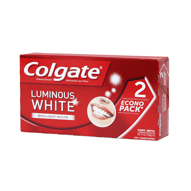 Crema Dental Colgate Luminous White Brilliant 2 Unidades 75 ml Oferta