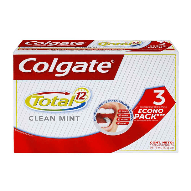 Crema Dental Colgate Total 12 Clean Mint 3 Unidades 75 ml Oferta