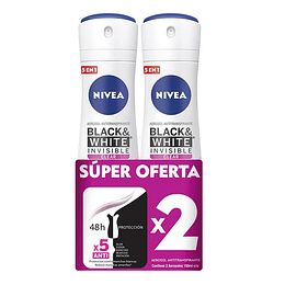 Desodorante Nivea Aerosol Mujer 150 ml 2 Unidades Black And White Oferta