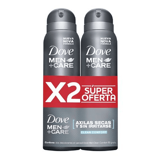 Desodorante Dove 150 ml Aerosol 2 Unidades Men Care Clean Comfort Oferta