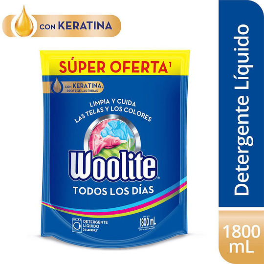 Detergente Liquido Woolite 1800 ml Doypack Todos los Dias