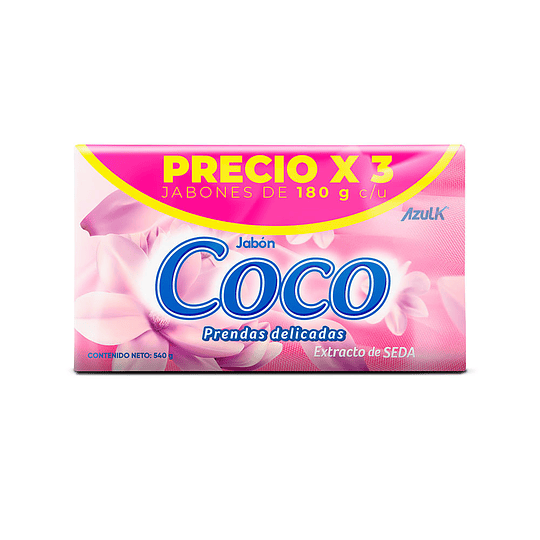 Jabon Coco Prendas Delicadas 180 Gr 3 Unidades