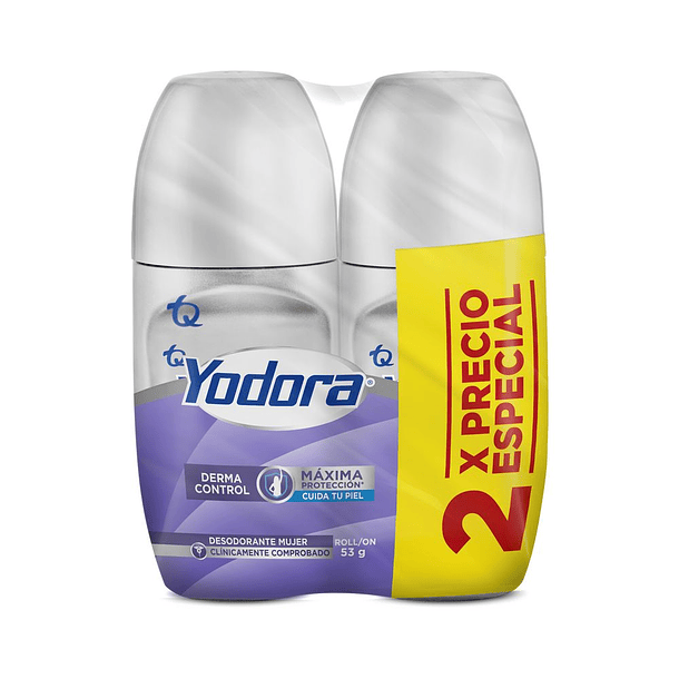 Desodorante Yodora Roll On Dama 53 gr 2 Unidades Derma Control