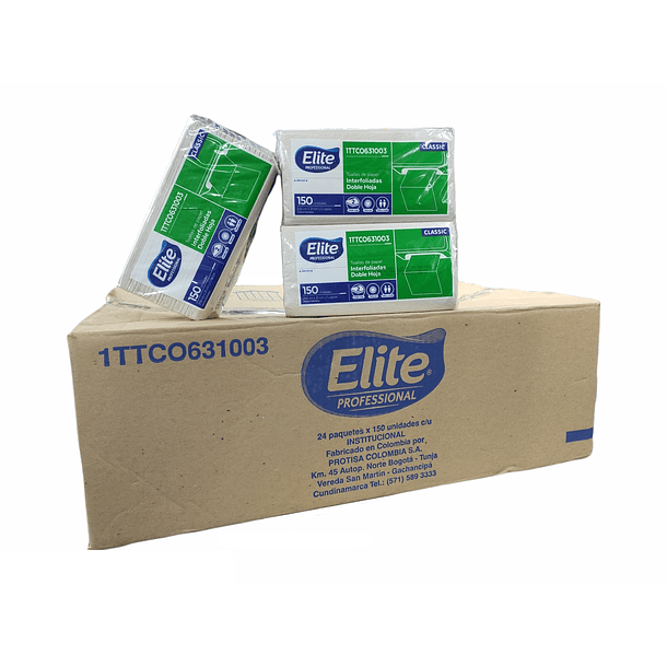 Toalla Para Manos Elite Caja 24 Paquetes De 150 Hojas Natural