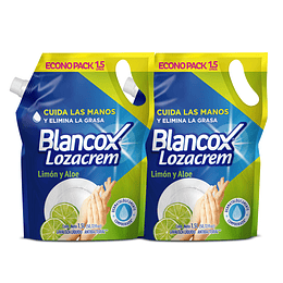 Lavaloza Liquido Blancox Lozacrem 1500 ml Doypack 2 Unidades Limon Y Aloe Oferta