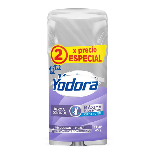 Desodorante Yodora Barra 45 gr 2 Unidades Dermo Control Oferta