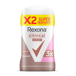 Desodorante Rexona Clinical Women Expert 46 gr Barra 2 Unidades Oferta