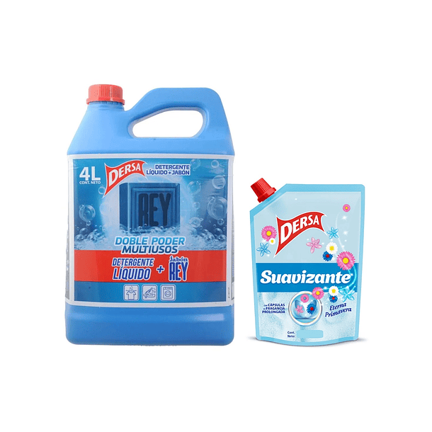 Detergente Liquido Dersa 4000 ml Jabon Rey + Suavizante 400 ml Oferta