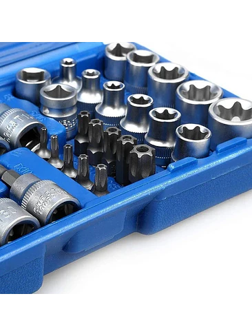 Juego De Dados Torx Tipo Estrella Macho Y Hembra 3/8  34pcs 2