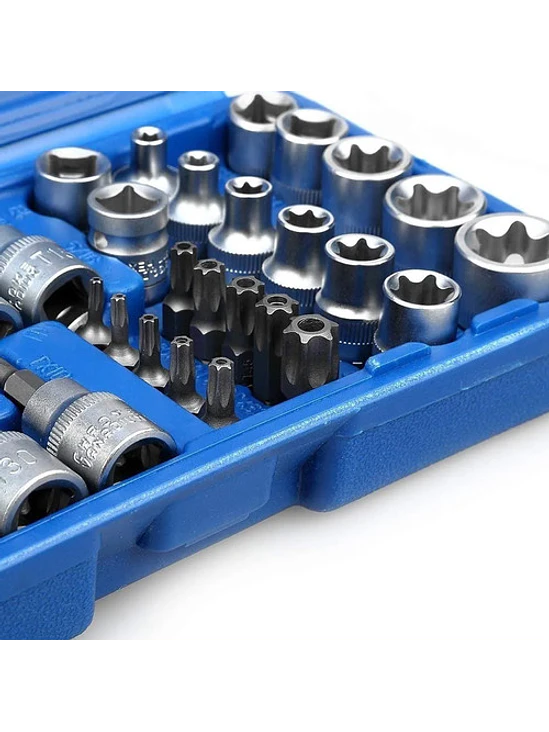 Juego De Dados Torx Tipo Estrella Macho Y Hembra 3/8  34pcs 2