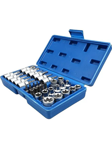 Juego De Dados Torx Tipo Estrella Macho Y Hembra 3/8  34pcs 4