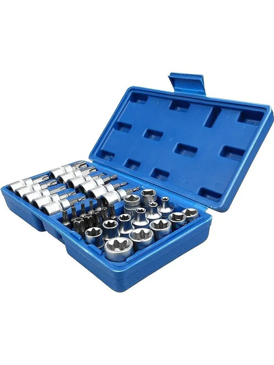 Juego De Dados Torx Tipo Estrella Macho Y Hembra 3/8  34pcs 4