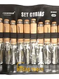 Set 12 Gubias Profesional Acero Mango Madera + Estuche Cuero - Miniatura 2