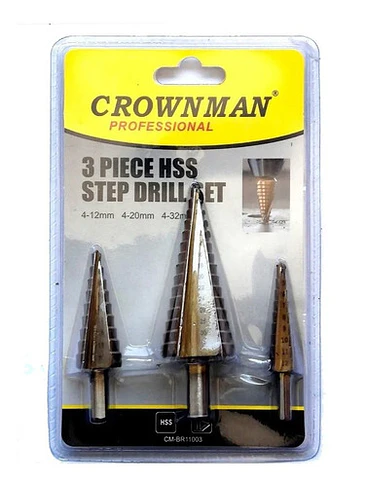 Set 3 Broca Conica Escalonada 4 A 32 Mm Paso A Paso 1