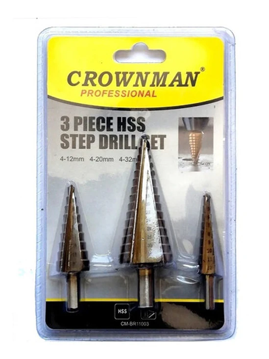 Set 3 Broca Conica Escalonada 4 A 32 Mm Paso A Paso 1