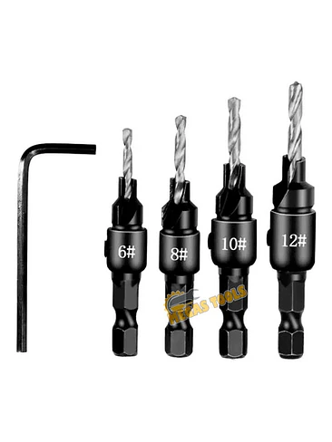 Pack 4 Brocas Piloto Avellanador Mas Llave Allen 1